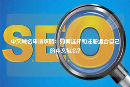 中文域名申请攻略：如何选择和注册适合自己的中文域名？